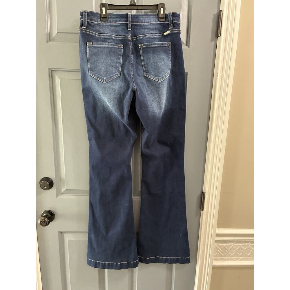 Kancan JEANS Women's Size 13/30 Dark Wash High Rise Flare Leg Button Fly Jeans - Picture 5 of 11